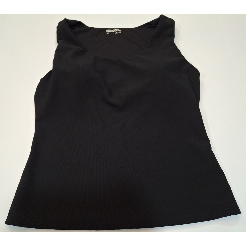32 Degrees Cool Women's Ribbed Tank Top Built In Bra, Black, Size Medium